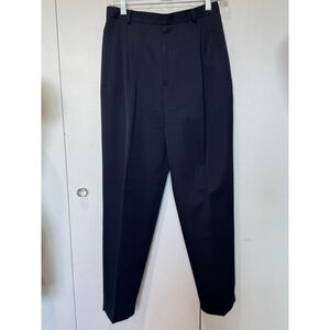 Women's Classiques Entier Petite 8P Navy 100% Wool lined Pleated Trousers